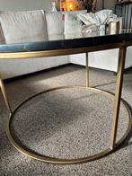 Stijlvolle Zwarte Salontafel met Gouden Onderstel, Huis en Inrichting, Tafels | Salontafels, 100 tot 150 cm, Rond, Zo goed als nieuw