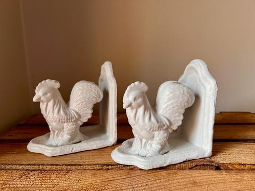 Set vintage gietijzeren kip haan  boekensteun deurstopper, Antiek en Kunst, Curiosa en Brocante, Verzenden