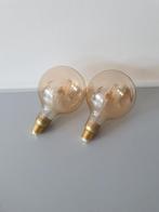 2x Grote Gouden LED Lampen, Ophalen, Zo goed als nieuw, Glas, Modern