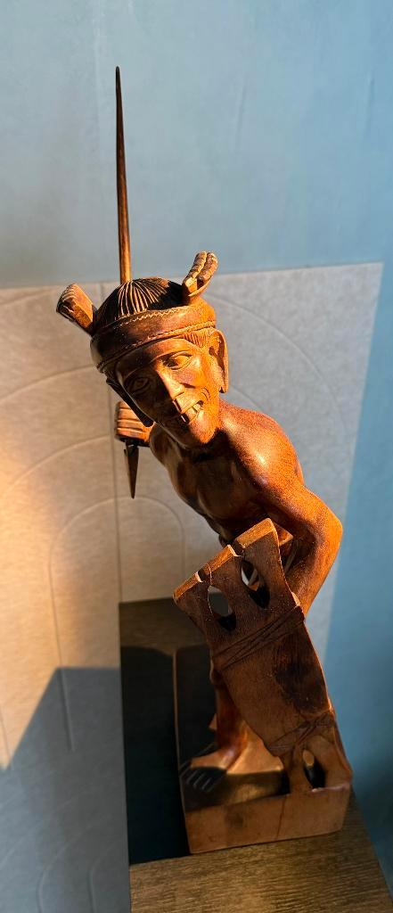 Bulul beeldje van krijger, Filipijns houtsnijwerk, Antiek en Kunst, Kunst | Beelden en Houtsnijwerken, Ophalen of Verzenden