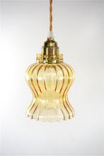 Vintage glazen lampenkap tulp amber, Bruin, Rond, Ophalen of Verzenden, Zo goed als nieuw