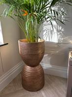 2 mooi grote bronzen bloempotten incl plant, Ophalen, Rond, Zo goed als nieuw, Aardewerk