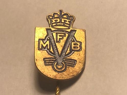 Metalen MFB MOTORENFABRIEK BAARN Speld (Blauw/Messingkleur)., Verzamelen, Speldjes, Pins en Buttons, Zo goed als nieuw, Speldje of Pin