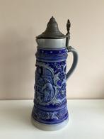 Fraaie steengoed Duitse bierpul met tinnen deksel 2 ltr., Antiek en Kunst, Antiek | Keramiek en Aardewerk, Ophalen of Verzenden