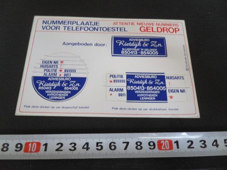 sticker Geldrop Telefoonstickers  Adviesburo Rietdijk & Zn., Verzamelen, Stickers, Zo goed als nieuw, Bedrijf of Vereniging, Ophalen