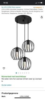 Mooie driedelige zwarte hanglamp. merk: Lifa Living, Huis en Inrichting, Minder dan 50 cm, Nieuw, Ophalen of Verzenden, Metaal