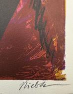 Lithografie José Niebla, abstract rood-paars compositie ca., Antiek en Kunst, Ophalen of Verzenden