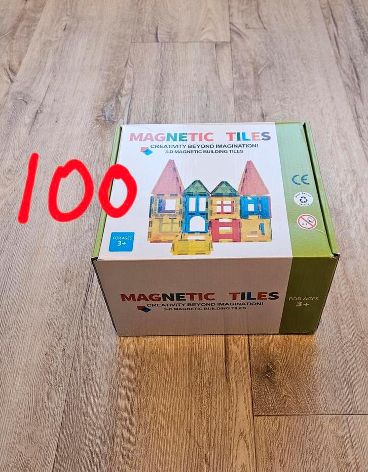 Magnetic Tiles | Nieuw | 100 delig | 2 auto's, Kinderen en Baby's, Speelgoed | Bouwstenen, Nieuw, Ophalen of Verzenden