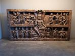 Antiek boeddha houtsnijwerk, Ophalen of Verzenden