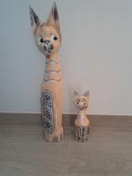 2 houten katten, Verzamelen, Ophalen of Verzenden, Zo goed als nieuw, Dier
