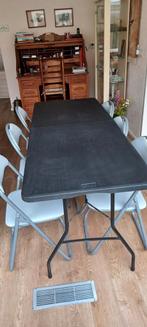 Opklapbare eettafel met 6 stoelen. Nieuw, Huis en Inrichting, Tafels | Eettafels, Kunststof, Zo goed als nieuw, Vijf personen of meer