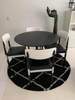 4 Vintage zwart wit eetkamerstoelen jaren 60/70, Ophalen, Overige materialen, Gebruikt, Zwart