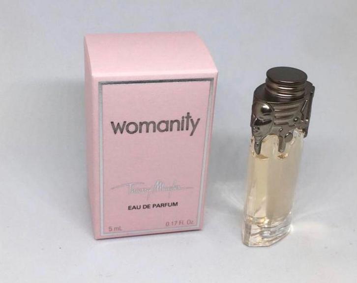 Parfumminiatuur Womanity Mugler 5 ml eau de parfum, Verzamelen, Parfumverzamelingen, Nieuw, Miniatuur, Gevuld, Ophalen of Verzenden