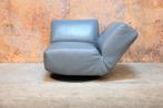 ZGAN! blauwe grijze leren Leolux Rising Dunes draaifauteuil, Leolux, Leolux, Design, 75 tot 100 cm