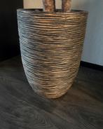 Goud zwarte hoge bloempot Capi Europe, Tuin en Terras, Bloempotten, Kunststof, Rond, Binnen, Zo goed als nieuw