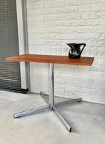 Draaibare TV tafel, vintage jaren 70. Teakfineer met chroom., Gebruikt, 50 tot 100 cm, Metaal, Ophalen of Verzenden