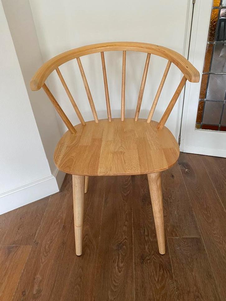 Houten eetkamerstoel spijlen licht hout, Huis en Inrichting, Stoelen, Gebruikt, Eén, Hout, Bruin, Ophalen