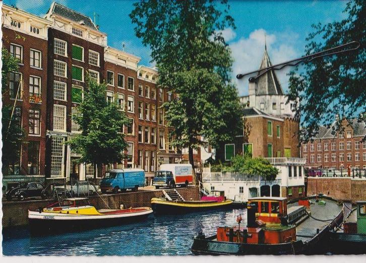 Amsterdam, boten en auto's . Geldersekade, Schreierstoren, Verzamelen, Ansichtkaarten | Nederland, Ongelopen, Noord-Holland, 1960 tot 1980