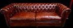 Luxe Chesterfield bank cognac leer + GRATIS BEZORGING, Huis en Inrichting, Banken | Bankstellen, Gebruikt, Ophalen of Verzenden