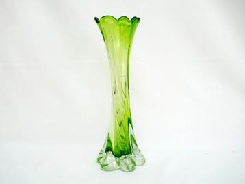 Murano - jaren 50 vaas - groen/helder beschikbaar voor biedingen