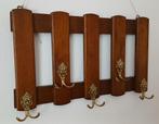 Vintage wandkapstok met 5 messing haken jaren 60/70, Antiek en Kunst, Ophalen