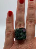 X939 Prachtige zilveren ring ruwe edelsteen (verstelbaar), Ophalen of Verzenden, Zilver, Ring, Met edelsteen