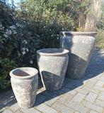 Geglazuurde pot antiqeu delta stretched in drie maten., Tuin en Terras, Bloempotten, Ophalen, 40 cm of meer, Rond, Nieuw