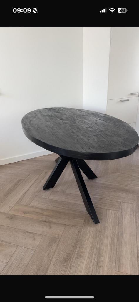 Zwarte mango houten eettafel 180x100 –, Huis en Inrichting, Tafels | Eettafels, Zo goed als nieuw, 50 tot 100 cm, 150 tot 200 cm