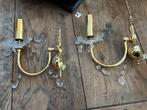 twee barokke wandlampjes messing met kristallen, Huis en Inrichting, Lampen | Wandlampen, Ophalen of Verzenden, Gebruikt, Glas