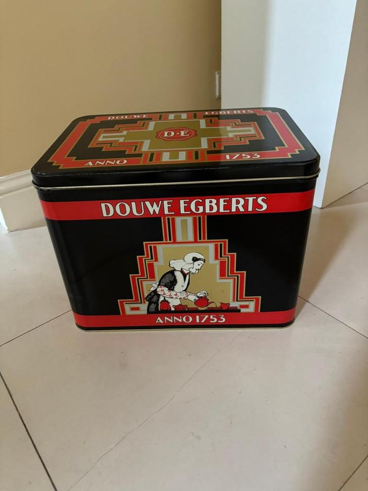 Vintage GROOT Douwe Egberts koffieblik 40x30x38 cm!, Verzamelen, Blikken, Gebruikt, Koffie, Douwe Egberts, Ophalen of Verzenden