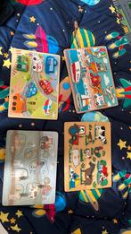 4 houten puzzels, Kinderen en Baby's, Speelgoed | Kinderpuzzels, Ophalen, Minder dan 10 stukjes, Gebruikt, 6 maanden tot 2 jaar