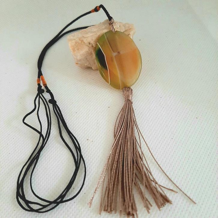 Verstelbare Chinese ketting  met Edelsteen & Kwastje, Sieraden, Tassen en Uiterlijk, Kettingen, Nieuw, Steen of Mineraal, Overige kleuren