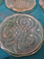 gebakbordjes amber glas vintage 11 stuks, Ophalen of Verzenden