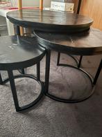 Set van 3 zwarte ronde bijzettafels, Ophalen, Minder dan 45 cm, Minder dan 55 cm, Gebruikt