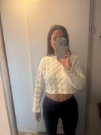 Cream cropped sweater truitje met kabels Bershka S, Verzenden, Wit, Bershka, Maat 36 (S)