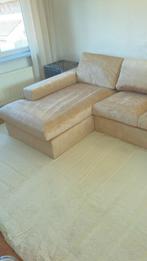 2,5 zit lounge bank in Fluweel beige, Ophalen of Verzenden, Zo goed als nieuw