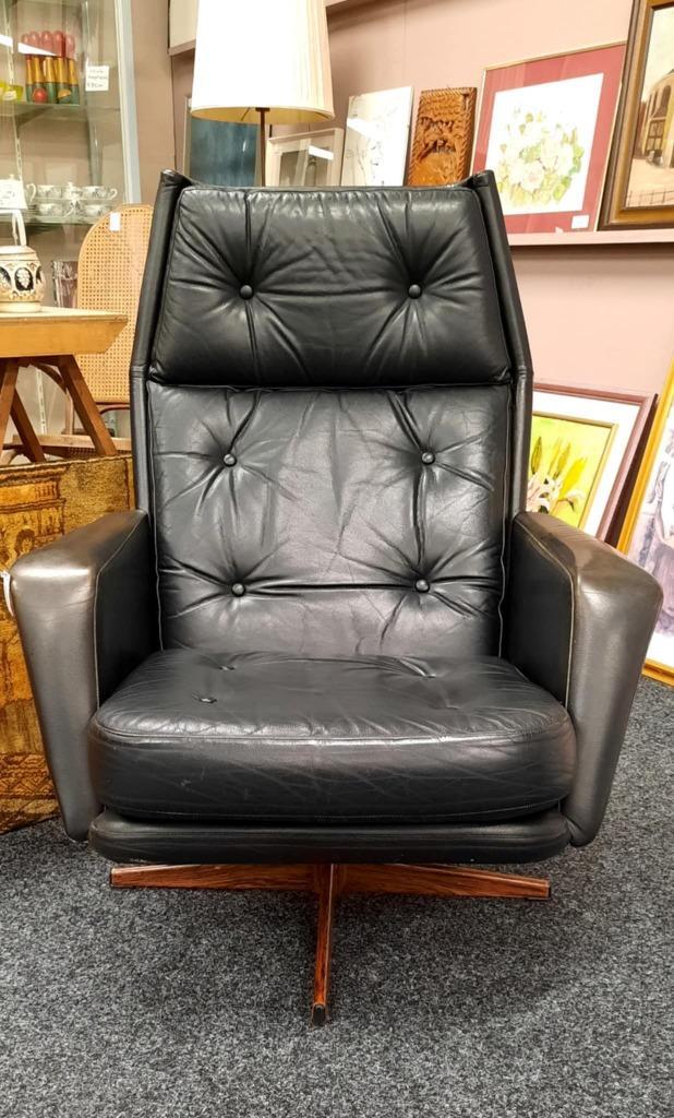 VINTAGE LEREN DRAAISTOEL, Huis en Inrichting, Fauteuils, Gebruikt, Leer, 50 tot 75 cm, Minder dan 75 cm, Ophalen