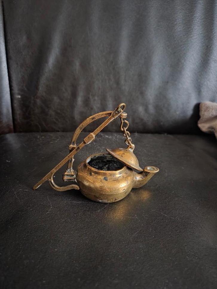 Antieke olielamp - Brons/Koper, Antiek en Kunst, Antiek | Koper en Brons, Ophalen of Verzenden