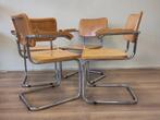 4x Vintage buisframe eetkamertoel S64 Breuer hout stoel, Ophalen, Gebruikt, ., 4 tot 6 stoelen