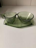 Roomstelletje Neerlandia Copier Leerdam zilvergroen, Huis en Inrichting, Keuken | Servies, Ophalen of Verzenden, Glas, Overige stijlen