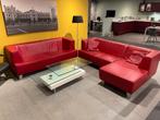 Rode leren MONTEL hoekbank, Huis en Inrichting, Ophalen, 250 tot 300 cm, Hoekbank, Zo goed als nieuw