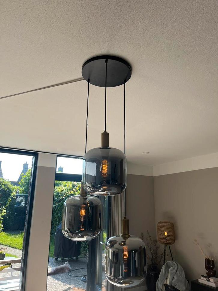 Hanglamp Joanet Lucide (3 lampen), Huis en Inrichting, Lampen | Hanglampen, Zo goed als nieuw, Minder dan 50 cm, Glas, Ophalen