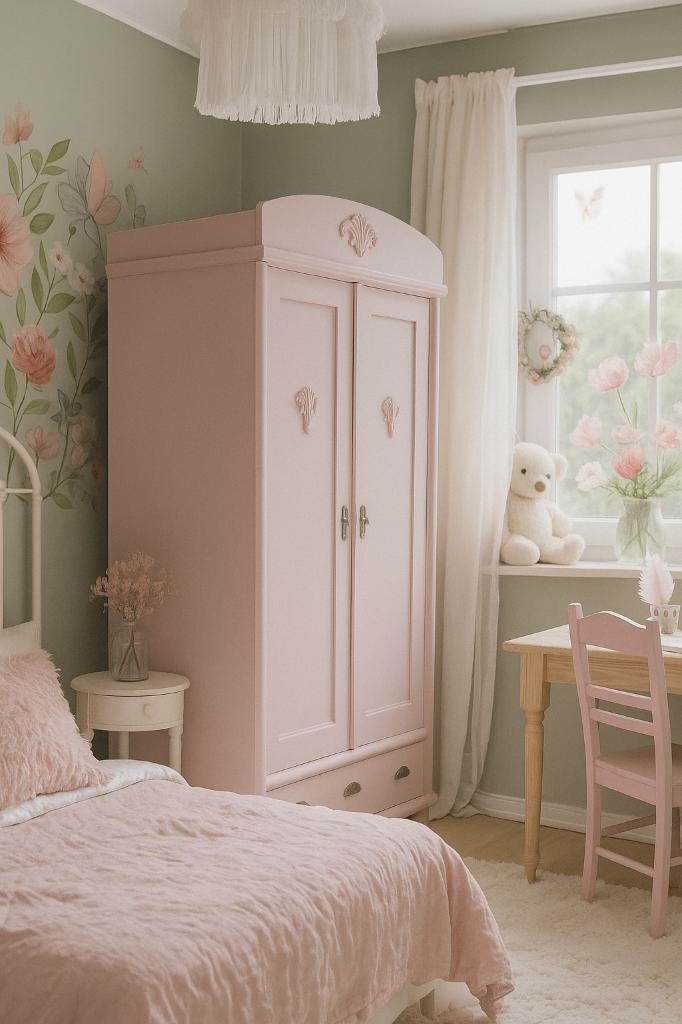 Prachtige authentieke sfeervolle kledingkast Pink Clay 1930, Kinderen en Baby's, Kinderkamer | Commodes en Kasten, Zo goed als nieuw