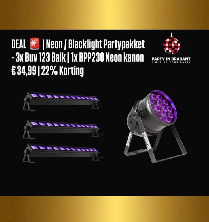 Feest Neon / Blacklight DEAL - 22% Korting | PIB, Hobby en Vrije tijd, Feestartikelen | Verhuur, Ophalen