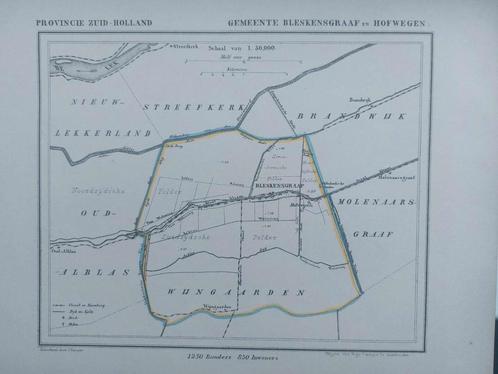 AG21 / Litho  J. Kuyper uit 1866 Bleskengraaf en Hofwegen ZH, Antiek en Kunst, Kunst | Litho's en Zeefdrukken, Ophalen of Verzenden