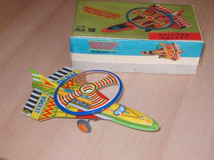 SPECTRO ROCKET met Frictiemotor in originele verpakking, Antiek en Kunst, Antiek | Speelgoed, Ophalen of Verzenden