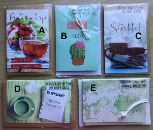35 verschillende cadeau kaarten met losse thee of geurende, Verzamelen, Ansichtkaarten | Themakaarten, Ongelopen, Ophalen of Verzenden