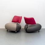 2x Leolux Pallone fauteuils grijs/antraciet - roze, Huis en Inrichting, Fauteuils, Ophalen of Verzenden, Zo goed als nieuw, Leer