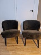 Twee groene velvet fauteuils van Woood - Model Sara, Ophalen, Zo goed als nieuw, 75 tot 100 cm, 50 tot 75 cm