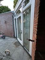 Tuindeur met ramen en kunststof dorpel, Doe-het-zelf en Verbouw, Ophalen, Kunststof, Gebruikt, Deurkozijn